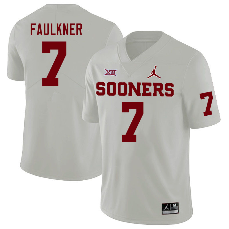 Men #7 River Faulkner Oklahoma Sooners College Football Jerseys Stitched Sale-White